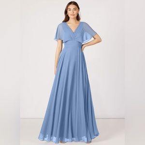 Azazie Pamela dress in Steel Blue